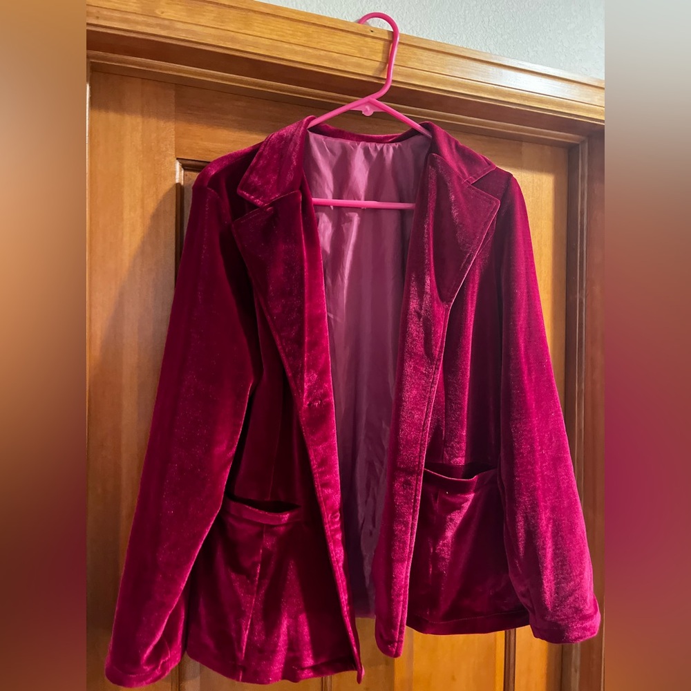 Deep pink velvet blazer. Never worn